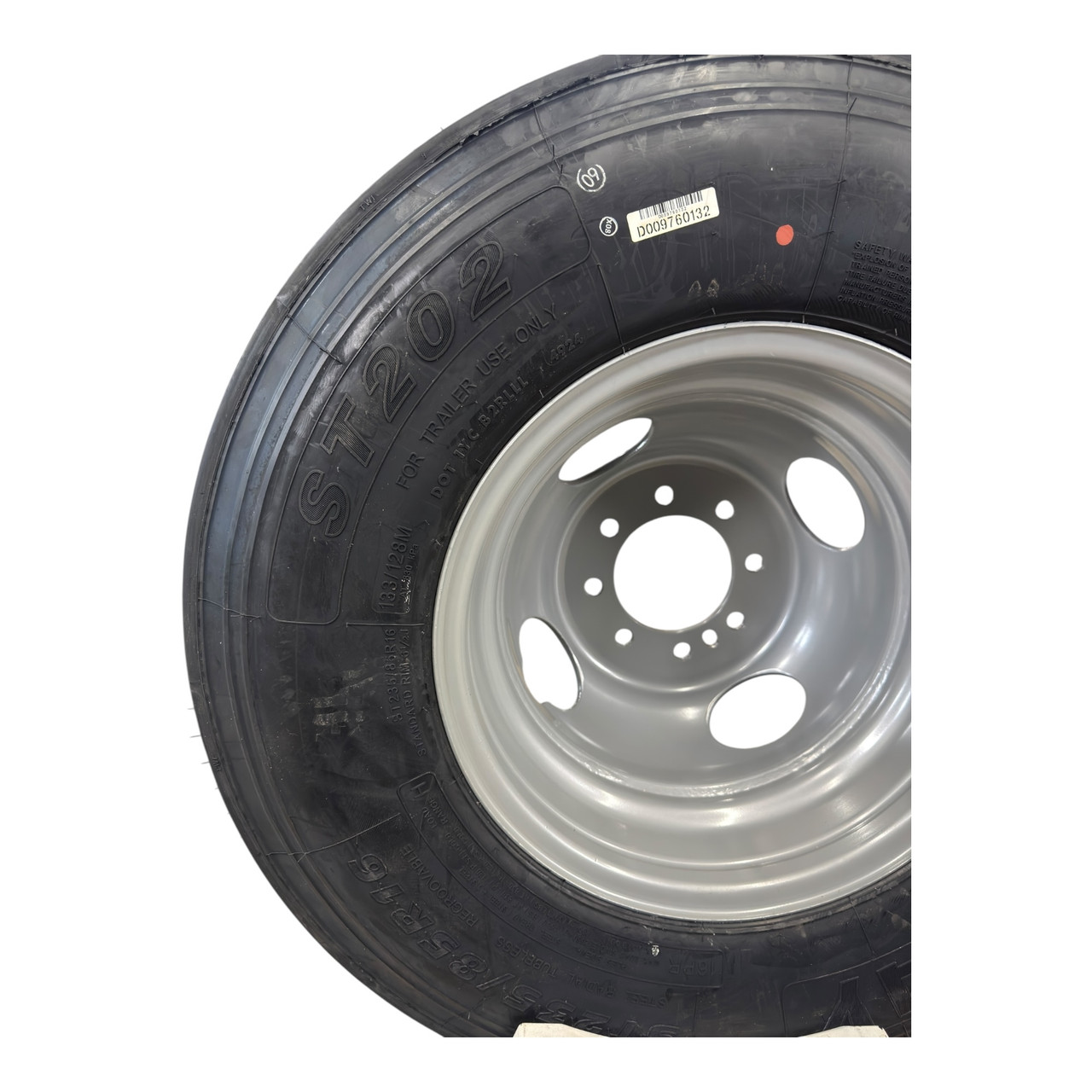 ST235/85R16 16-Ply All Steel Trailer Tire On Silver Dual Wheel 8x6.5" - Hub Piloted 