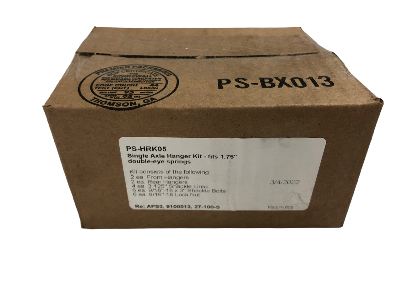 Single Trailer Axle Hanger Kit for Double Eye Springs