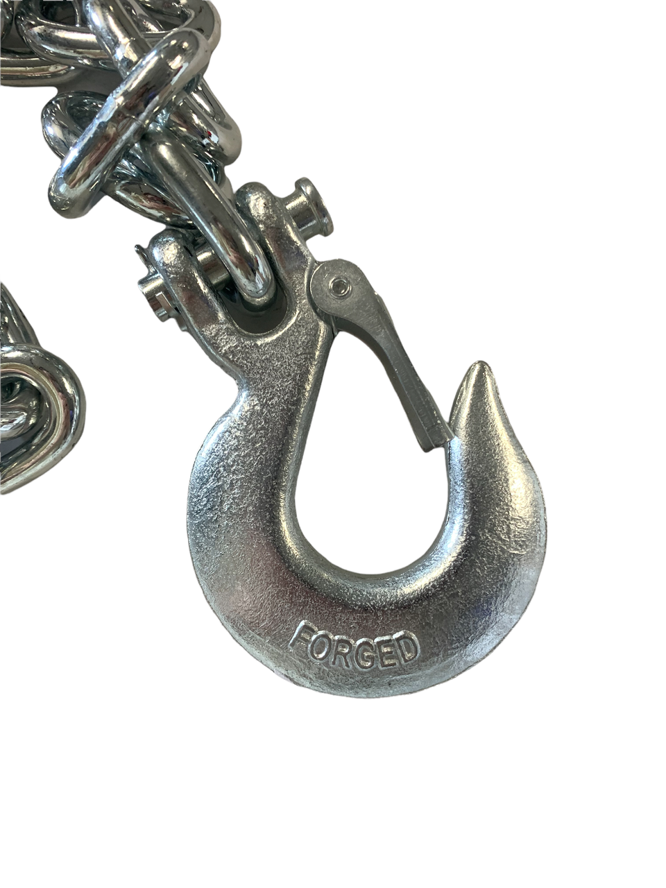 35 x 3/8 Gooseneck Safety Chain w/ GR43 Clevis Slip Latch Hook 16.2k Cap.