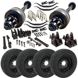 dexter 12k trailer axle kit with heavy duty hutch suspension HDS trailer suspesnion with super single tires and wheels