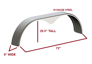 2122, tandem smooth trailer fender with tear drop