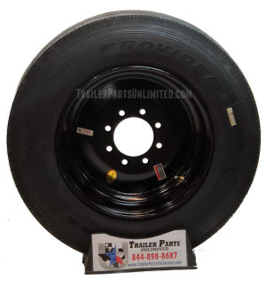 215/75r17.5 16 PLY TIRE ON SOLID BLACK 17.5 WHEEL