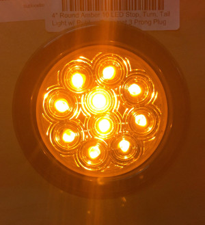 4" Round Amber 10 LED Turn, Park Flashing Strobe Reflex Light w/ Rubber Grommet 3 prong plug