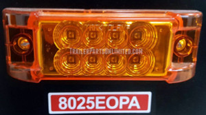 6" x 2" Rectangular Amber 8-LED Marker Clearance Light w/ 2 1 Prong Plugs