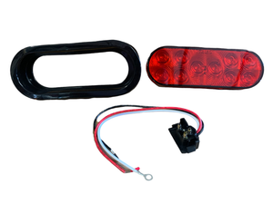 6'' Oval Red 10 LED Stop, Turn, Tail Light w/ 3 Prong Plug & Rubber Grommet (TPU5611)