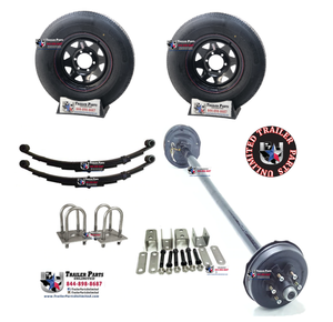 6K Brake Axle Kit 75"/58" w/ 15" 10Ply Tires Black Spoke Wheels