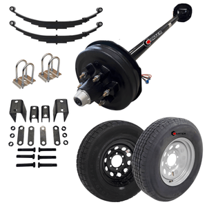 Single Trailer Axle kit with tires and wheels. 