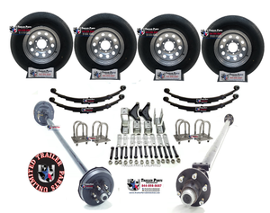 12,000 lbs tandem axle trailer kit - 2 6000 lbs 6 lug trailer axles with tires and wheels