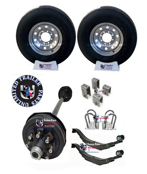 7k Brake Axle Kit w/ 16" 14Ply Tires and Silver Mod Wheels & Slipper Springs