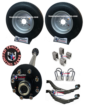 7k TPU single idler trailer axle package with 17.5 16-ply heavy duty trailer tires mounted on super single wheels