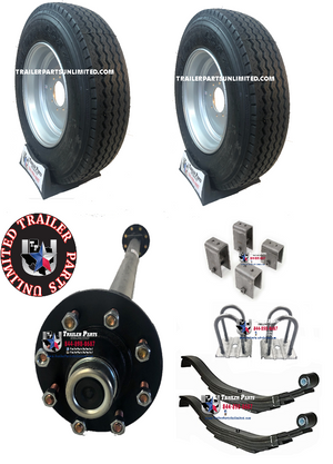 7k TPU single brake axle kit with heavy duty 17.5" 18 ply super single wheels