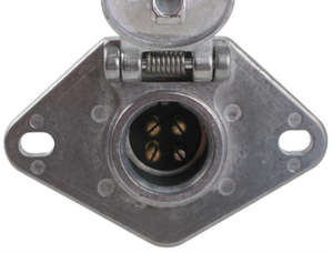 Heavy-Duty, 4-Pole, Round Pin Trailer Wiring Socket - Metal - Vehicle End EL23402