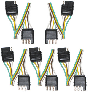 4-Way Flat Plug Male And Female Ends w/ 12" Wire Harness Extension J-4112-WH