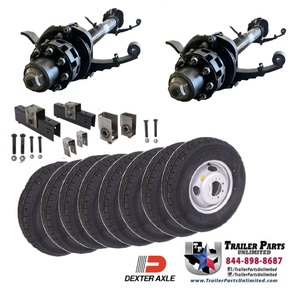 Dexter 24K Tandem 74"/47" Trailer Axle Hydaulic Disc 16" 14Ply Dual Tire Wheel Axle Kit