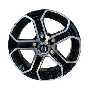 Discover a Stunning 15-Inch Black and Silver Spoke Aluminum Trailer Wheel in 5x5"