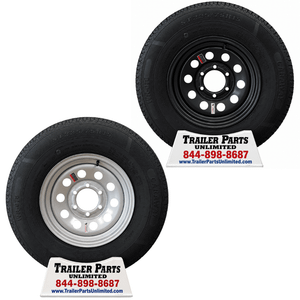 ST225/75R15 10-PLY RADIAL TRAILER TIRE WHEEL COMBO ON SILVER OR BLACK MOD WHEEL