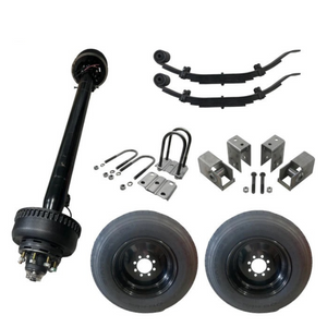 10,000 lb Carter Single Trailer Axle Tire Wheel Kit - 17.5" Black Singles