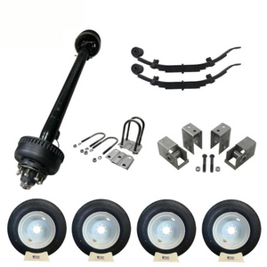 10,000 lb Carter Single Trailer Axle Tire Wheel Kit - 17.5" White Duals