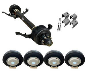 12,000 lb Carter Single Trailer Axle Tire Wheel Kit – 17.5" Silver Duals – Dexter Axle Replacement