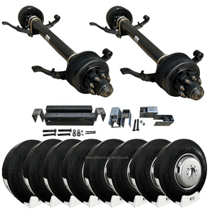 Carter 12K Tandem Trailer Axle Kit, 17.5" Silver Dual Wheels, Dexter Compatible