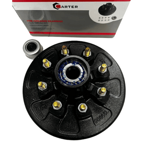 Trailer Hub Drum Kit | 8 Lug | 9/16" Studs | Pre-Greased | 5.2K-7K Axles | Carter Boxed 