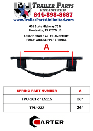single trailer axle hanger kit diagram for 2" wide slipper springs