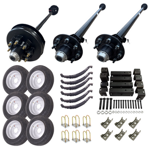 21k triple trailer axle kit complete with heavy duty 17.5" trailer tire wheel combos