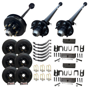 7K Triple Axle MD Trailer Kit – 17.5” Tire/Wheel Options | Electric Brake + 2 Idler Axles dexter axles lippert axle, rockwell american, tk axle, carter axle kit