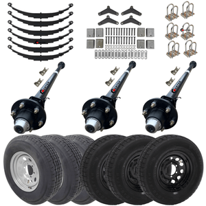 6k light duty triple trailer axle kit 18k GVWR with trailer tire wheel combos 6 lug