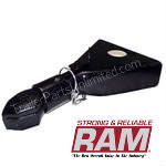 Ram CA-5270-B - This sleeve lock coupler comes with a precision angle shaped self-adjusting cast head for easy hooking and unhooking. Low profile lever latch on the a-frame couplers eliminate any interference with long handled sidewind jacks. Black powder coat finish and lanyard pin assembly.