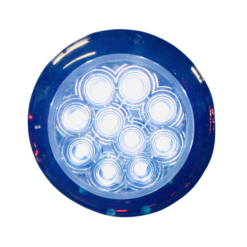 4" Round Clear 10 LED Reverse Back Up Surface Mount w/ Chrome Bezel & Direct Pigtail