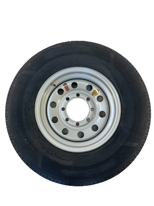  ST235/80R16 10-Ply Caraway WR087 Radial Tire On Silver Mod Wheel 8x6.5" (ASR1218)