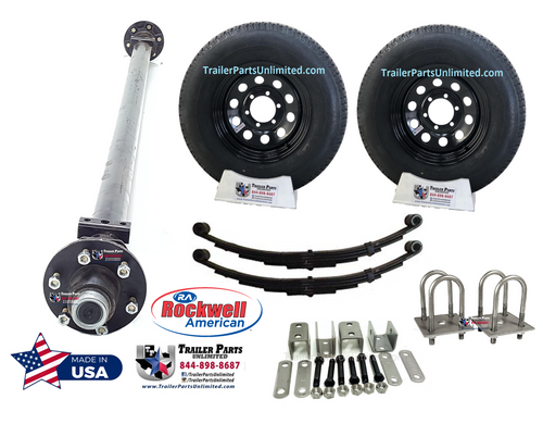 5.2k Idler trailer Axle Kit w/ 15" 10Ply Tires and Black Mod Wheels 6 Lug
