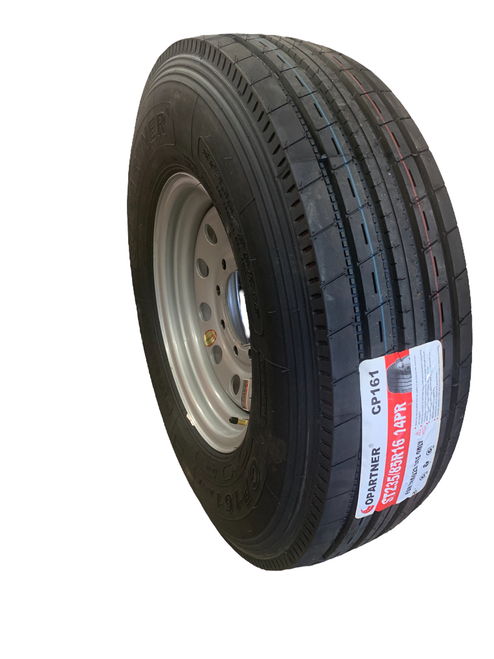 ST235/85R16 14-Ply Copartner CP161 All Steel Tire on Silver Mod Wheel 8x6.5"