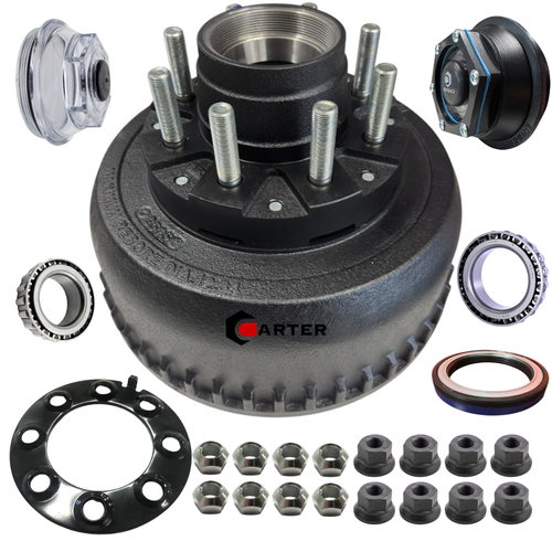 10K TRAILER HUB AND DRUM FOR DEXTER AXLES, LIPPERT AXLES, AND CARTER TRAILER AXLES