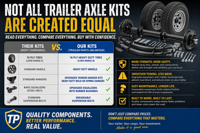 not all trailer axle kits are created equal