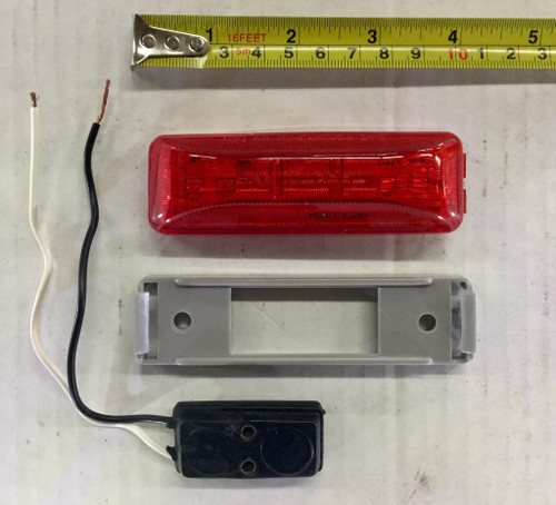 4 x 1 Rectangle Red 8 LED Marker Light w/ 2 prong plug u0026 base