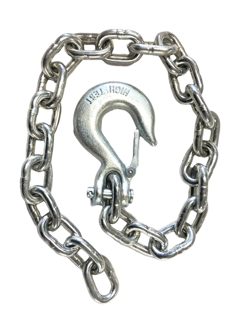 35" x 3/8" Gooseneck Safety Chain w/ GR43 Clevis Slip Latch Hook 16.2k Cap.