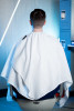 BARBER STRONG - The Barber Cape - White w/Black Pinstripe