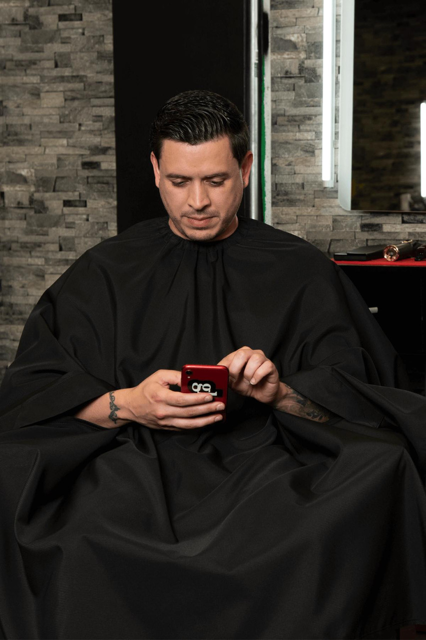 BARBER STRONG - The Hands-Free Barber Cape - Solid Black - Salon Cosmetics