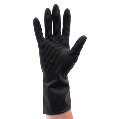 COLORTRAK - Reusable Black Latex Gloves | 4ct | Small