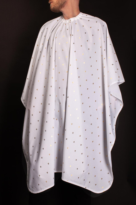 BARBER STRONG - The Barber Cape - Barber Shield 24k Gold - White BARBER STRONG - The Barber Cape - Barber Shield 24k Gold - White