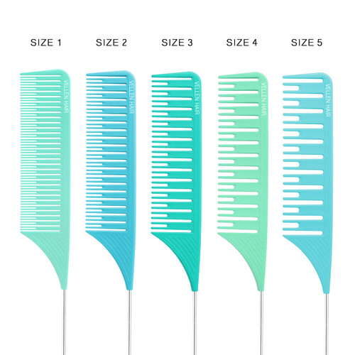 VELLEN HAIR - Premium Tail Comb 5 Set - Green/Blue/Mint VELLEN HAIR - Premium Tail Comb 5 Set - Green/Blue/Mint