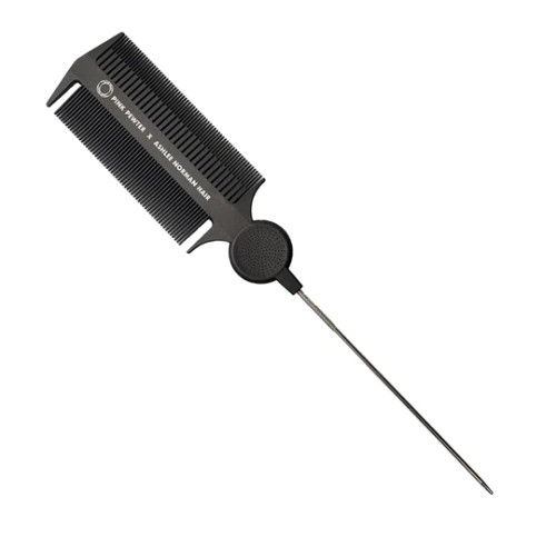 PINK PEWTER - Triple Threat Carbon Fibre Tease, Weave & Lock Styling Comb (Black 11") #5