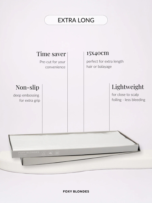 FOXY BLONDES - Balayage Embossed Pre-Cut Foils - Extra Long 40cm x 15cm - Plain Jane