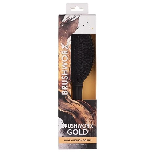 BRUSHWORX - Gold Oval Cushion Boar Bristle Brush