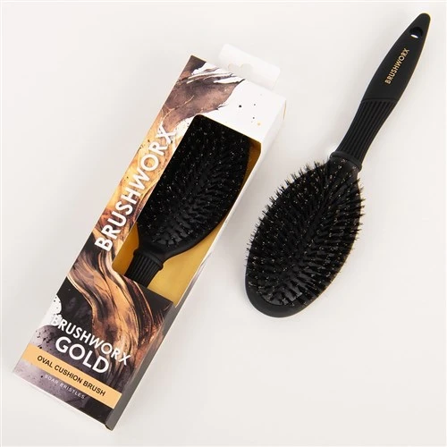 BRUSHWORX - Gold Oval Cushion Boar Bristle Brush