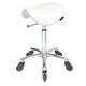 JOIKEN - Stools - Saddle White Beauty Stool No Back with Chrome Base - Click N Clean Castor Wheels