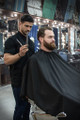 BARBER STRONG - The Barber Cape - Black w/White Pinstripe
