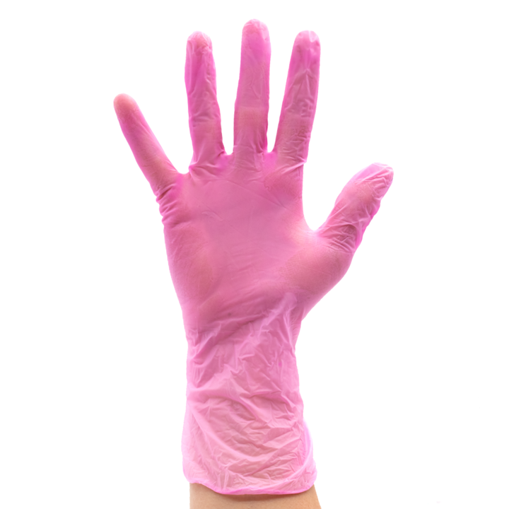 COLORTRAK Pink Vinyl Gloves Disposable Powder Free Medium Salon